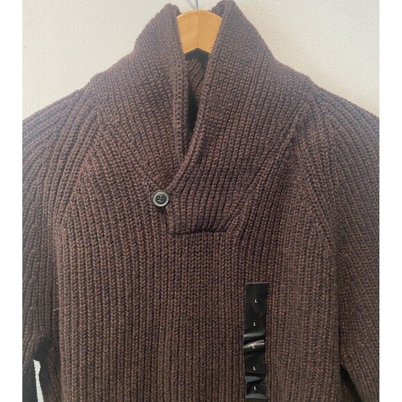 Banana Republic Men’s Marled Shawl Collar Sweater Size L Roasted Cocao NWT - Picture 4 of 9